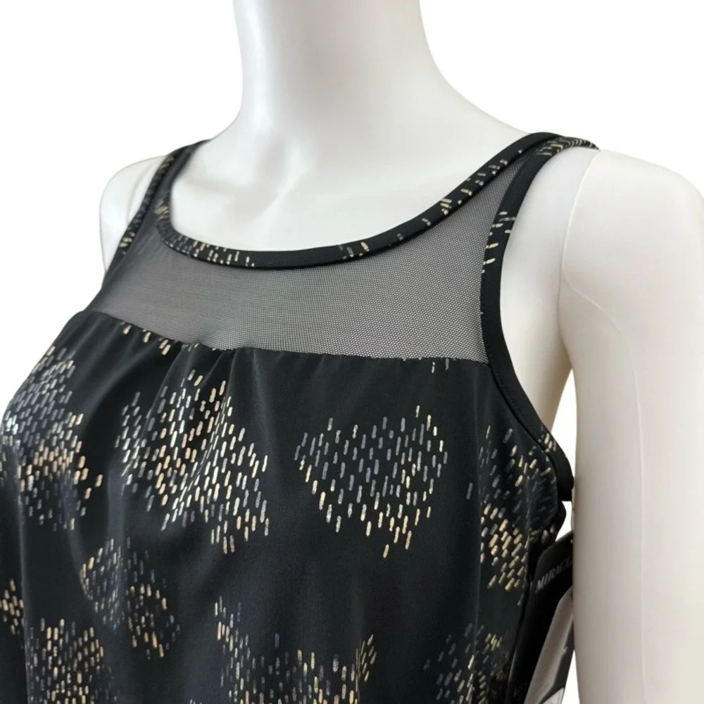 MIRACLESUIT Iridium Mirage Black Gold Underwire Tiered Tankini Swim Top‎ Size 10